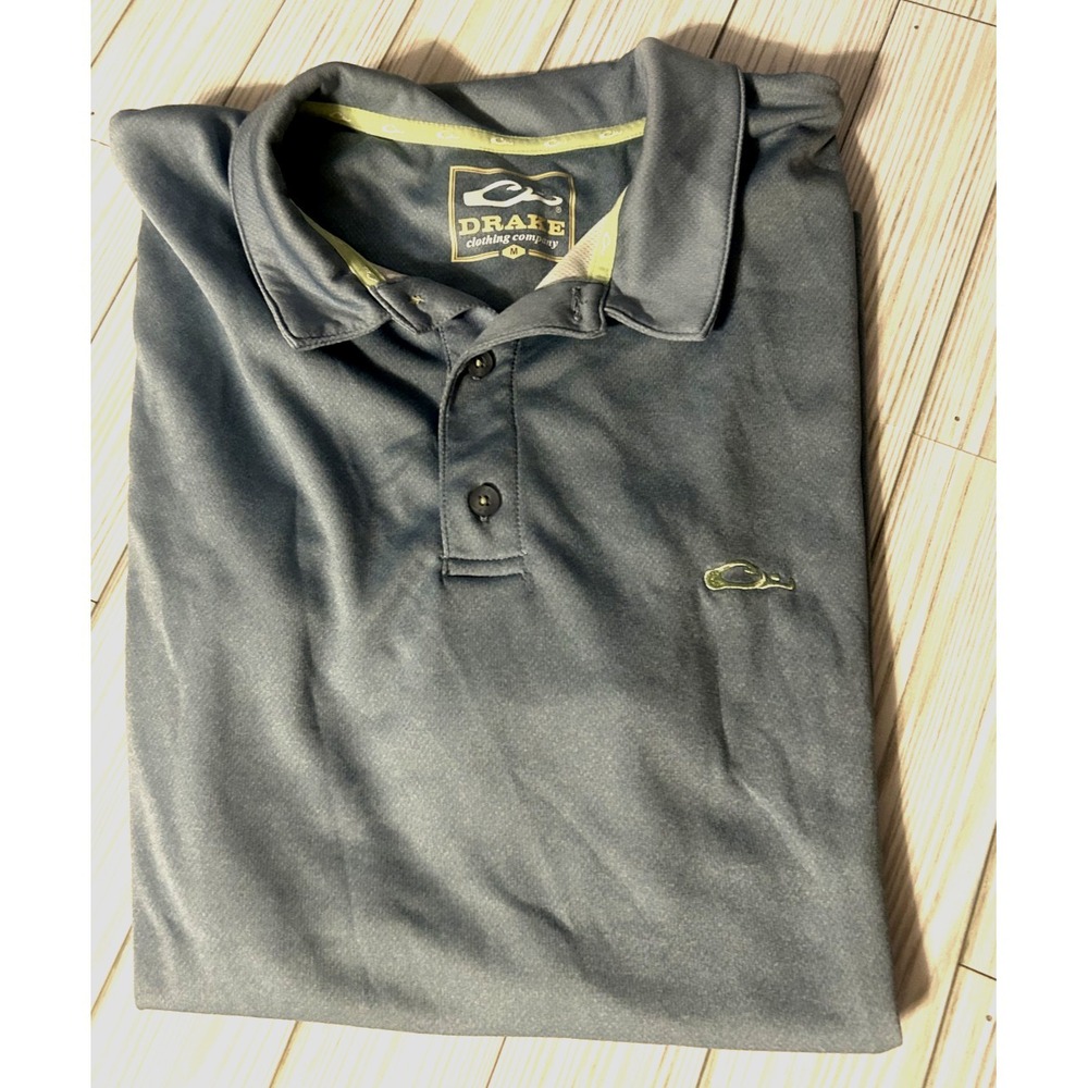 Drake Polo Shirt Mens Blue Short Sleeve Casual Lightweight Travel MEDIUM
